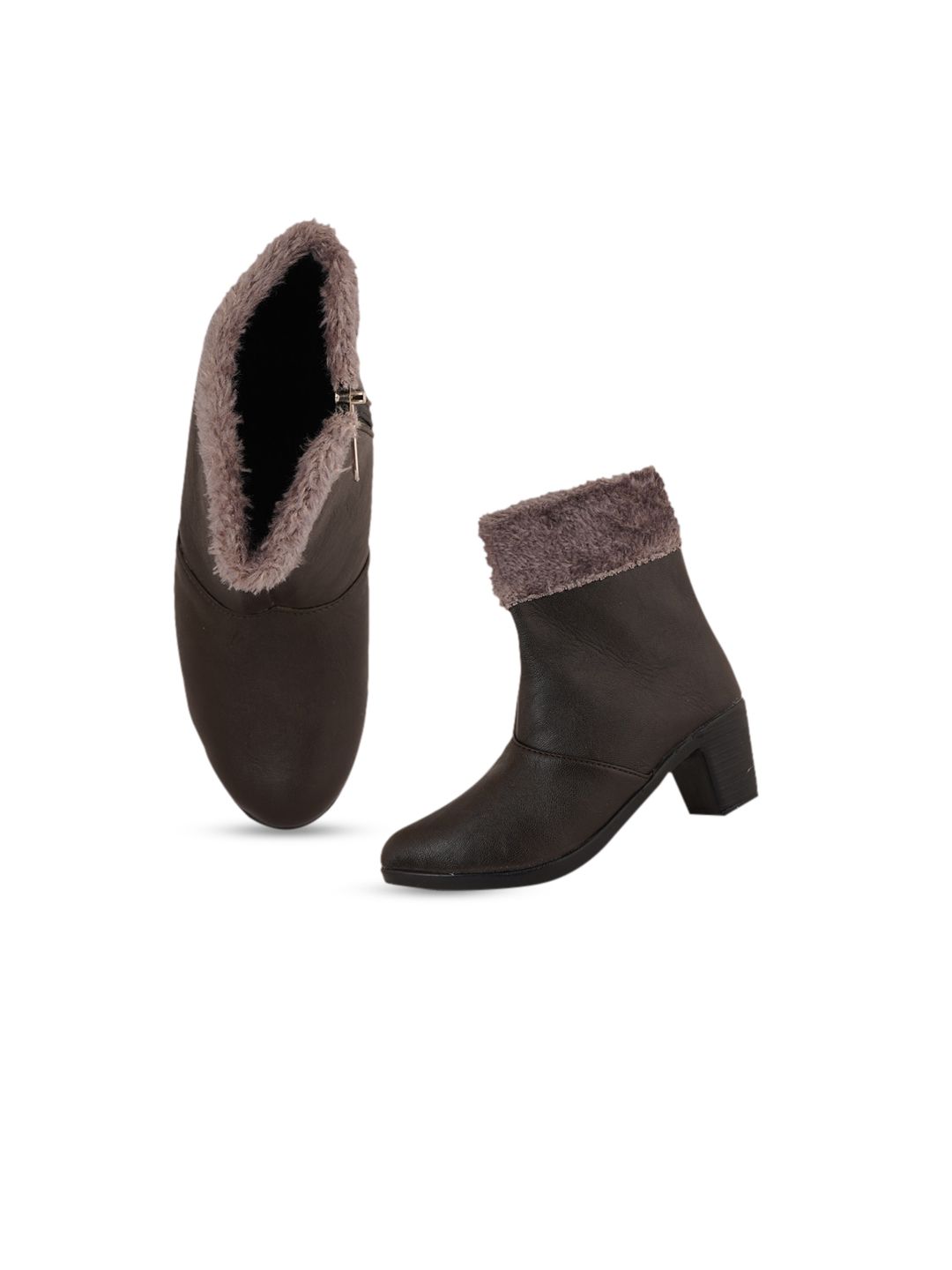 SAPATOS Brown Block Heeled Boots Price in India
