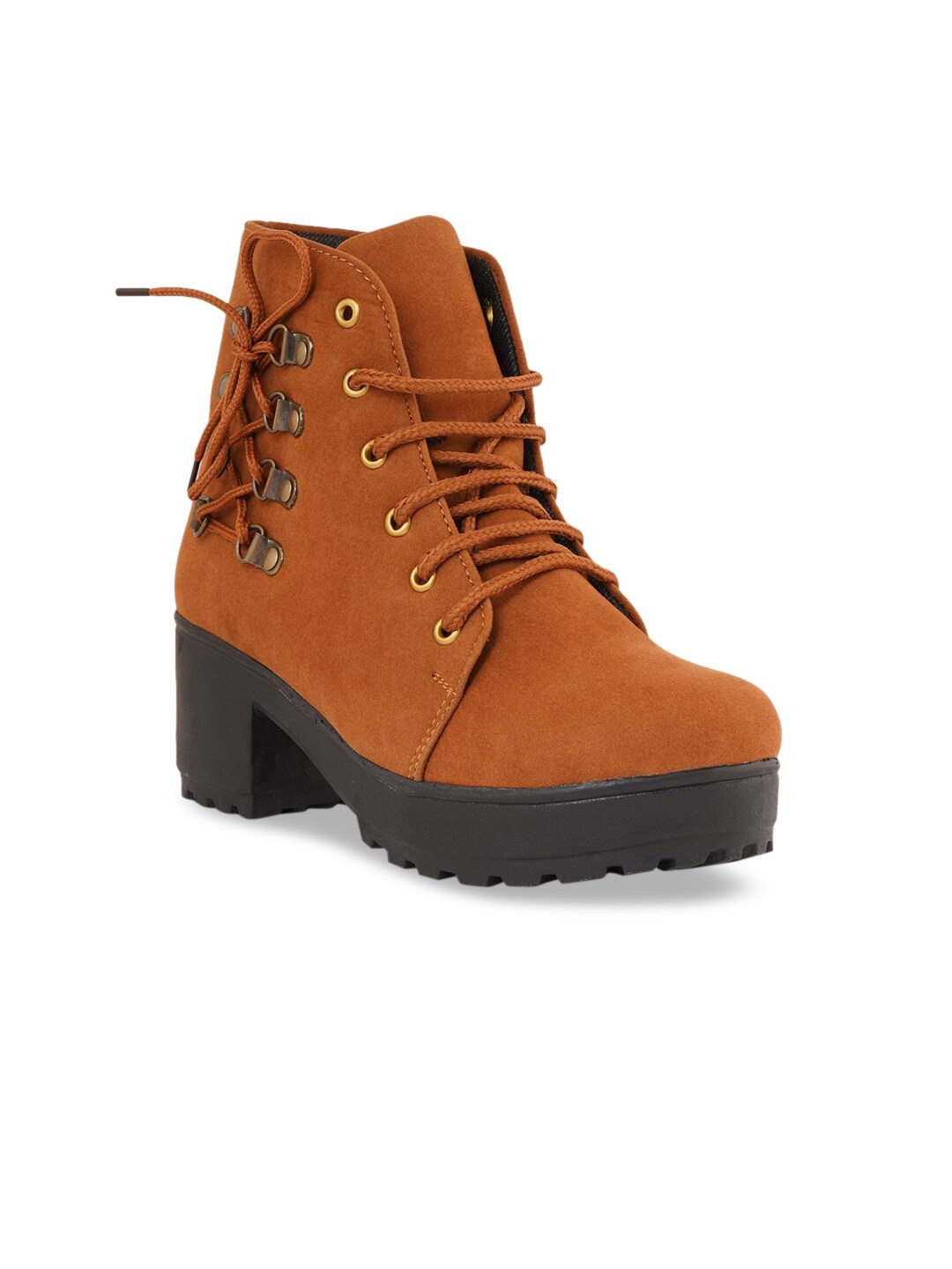SAPATOS Women Tan Suede Boots Price in India