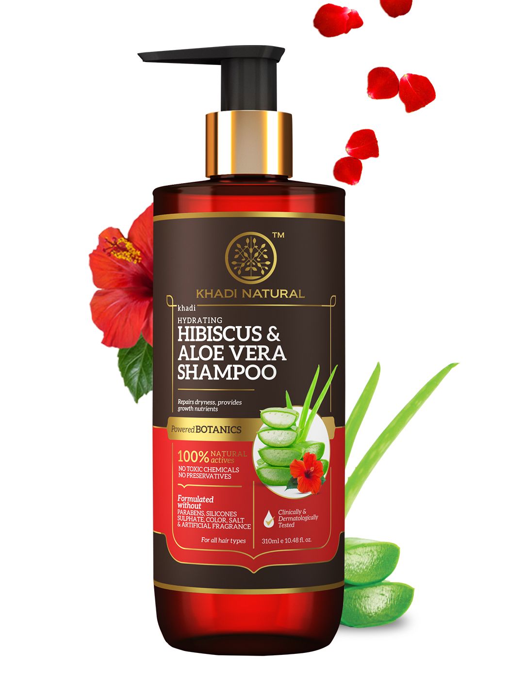 Khadi Natural Power Botanics Hibiscus & Aloe Vera Hair Shampoo To Repair Dryness - 310ml