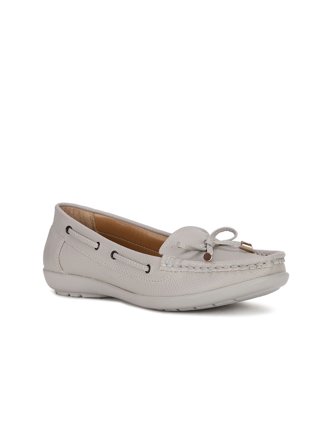 Bata Women Grey Textured Loafers Price in India