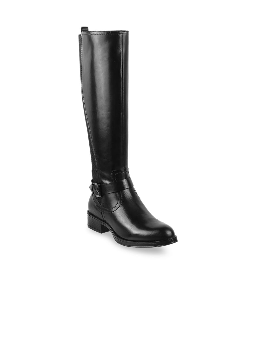 Metro Women Black Solid Block Heeled Boots Price in India