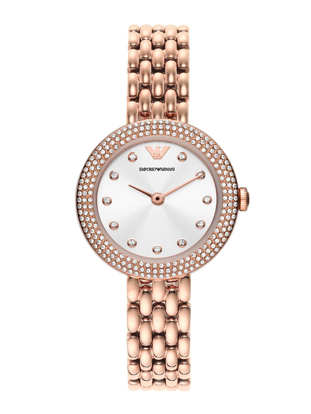 Emporio Armani Women Silver Dial & Rose Gold Stainless Steel Bracelet Straps Watch AR11415 Price in India