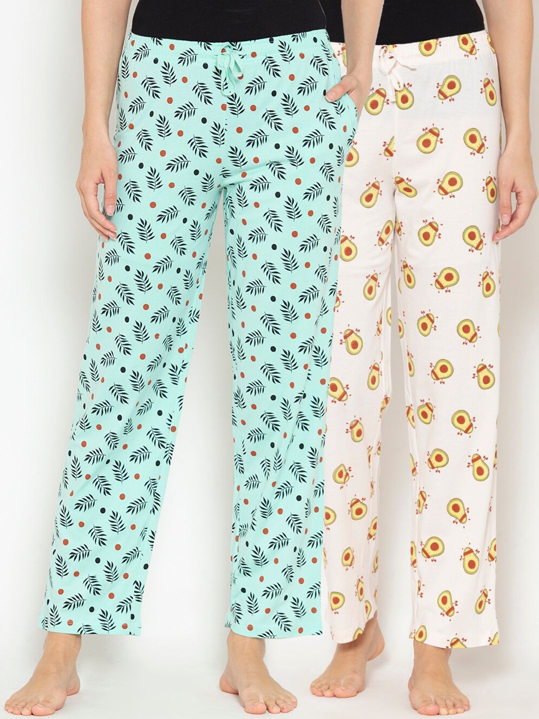 Lounge Dreams Women Pack Of 2 Printed Pure Cotton Lounge Pants Price in India