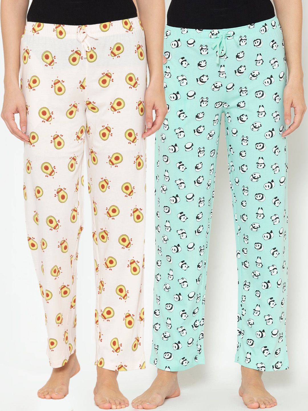 Lounge Dreams Women Pack Of 2 Printed Pure Cotton Lounge Pants Price in India