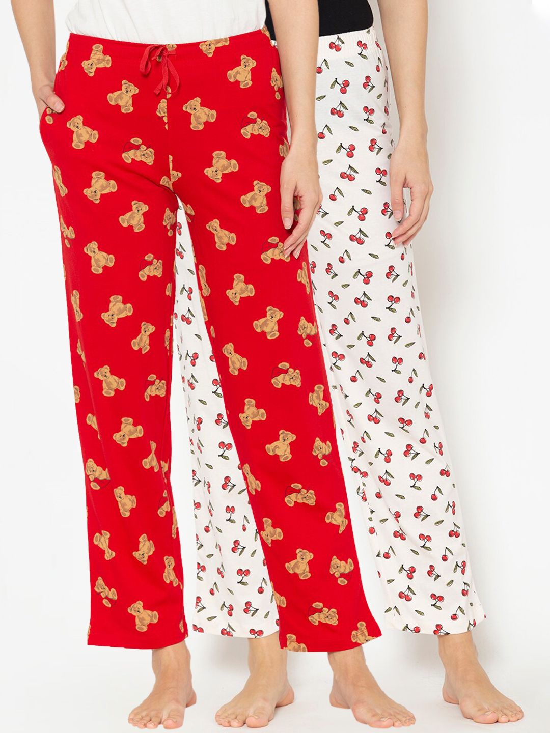 Lounge Dreams Women Pack Of 2 Printed Pure Cotton Lounge Pants Price in India