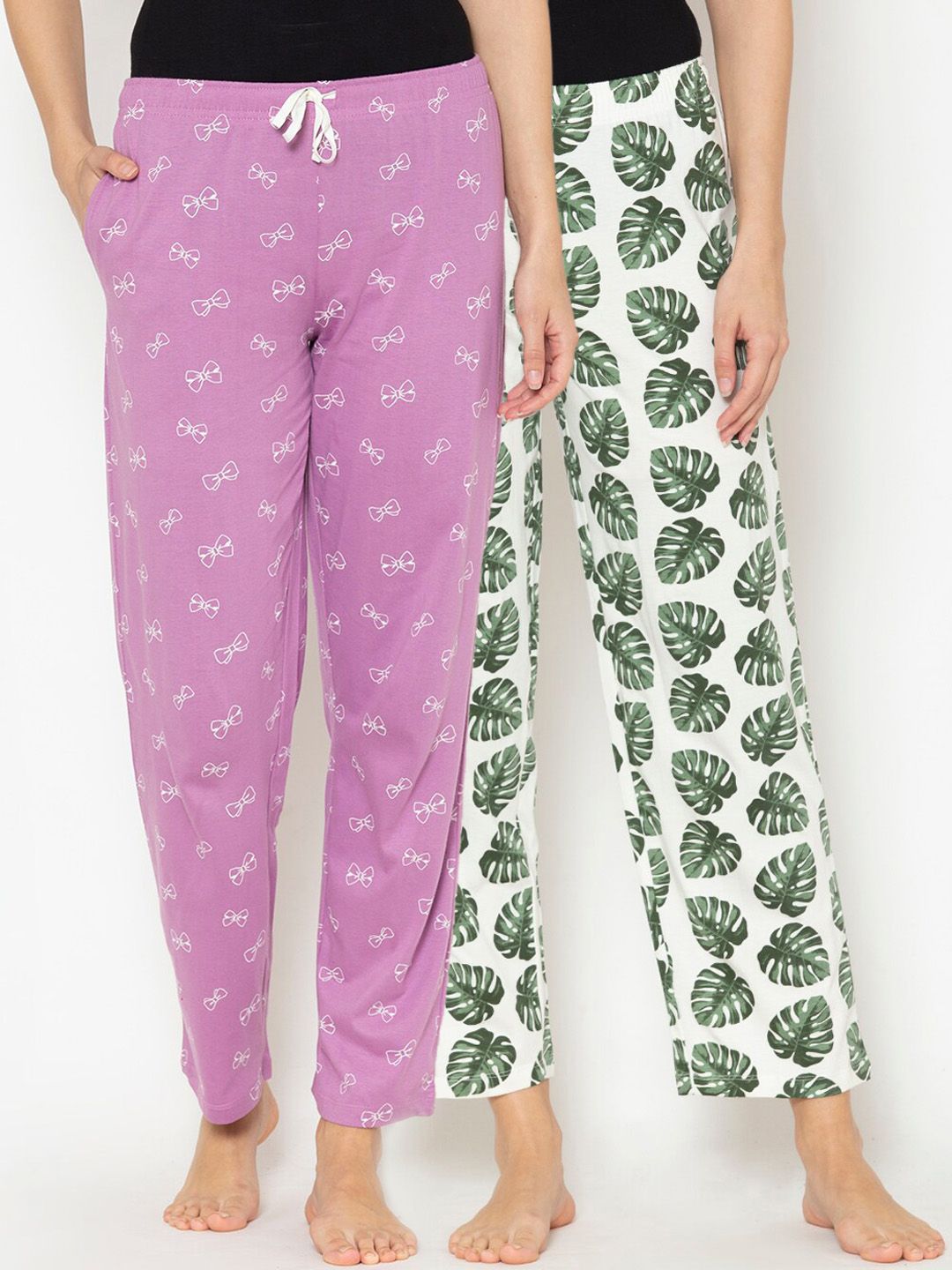 Lounge Dreams Women Pack Of 2 Printed Cotton Lounge Pants Price in India