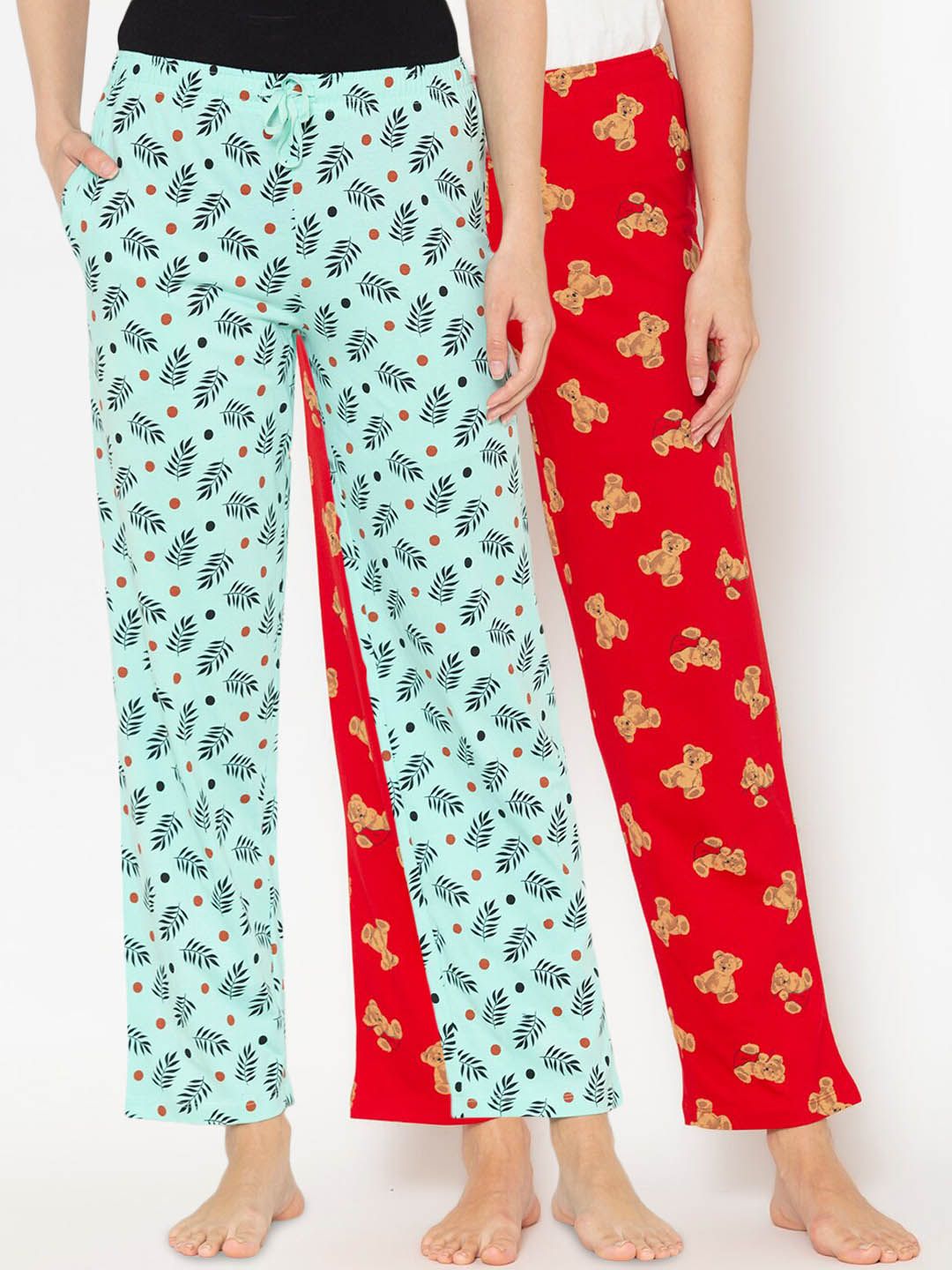 Lounge Dreams Women Pack Of 2 Printed Pure Cotton Lounge Pants Price in India