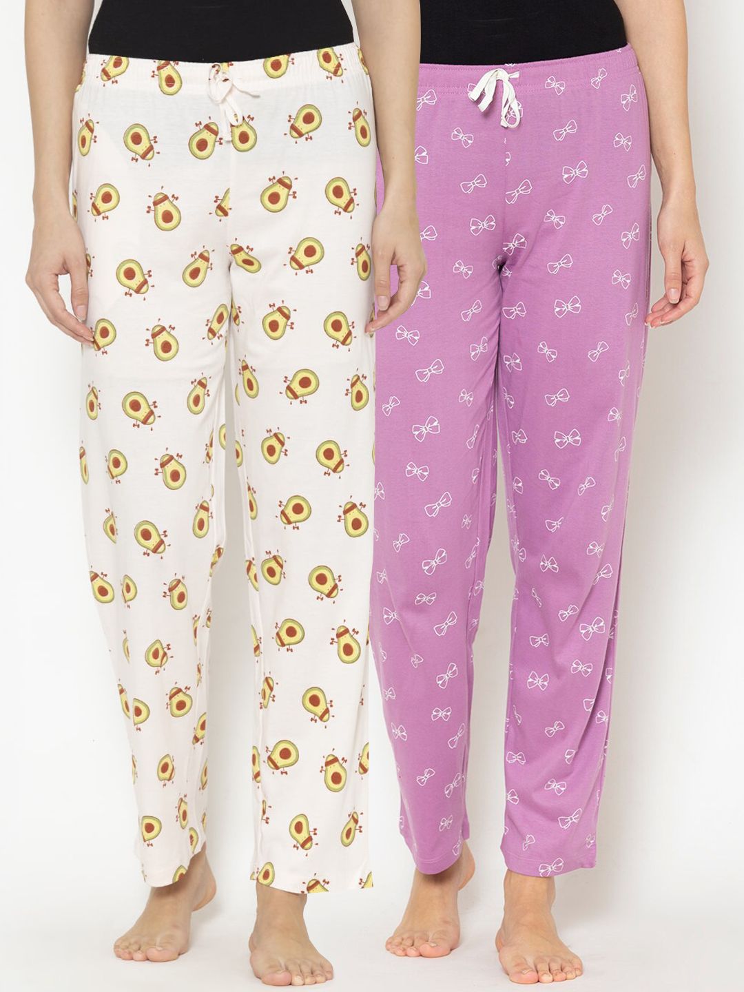 Lounge Dreams Women Pack Of 2 Printed Pure Cotton Lounge Pants Price in India