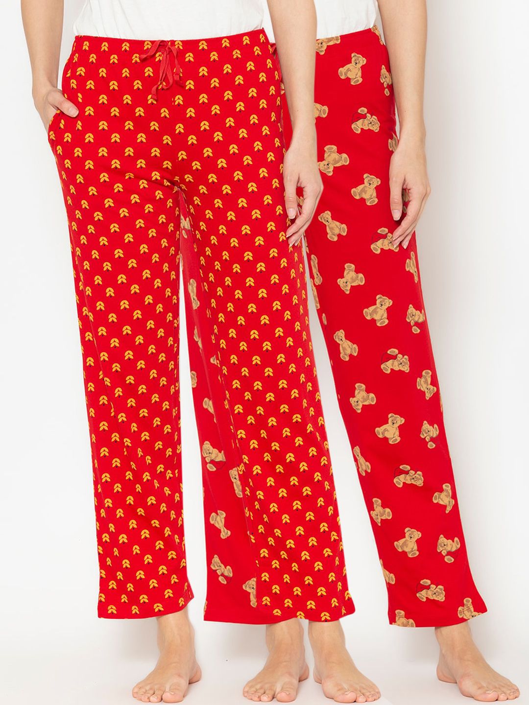 Lounge Dreams Women Pack Of 2 Printed Pure Cotton Lounge Pants Price in India