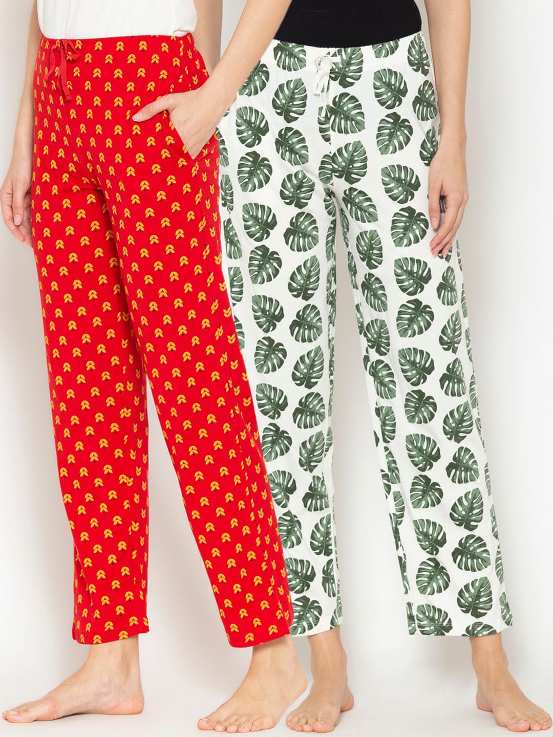 Lounge Dreams Women Pack Of 2 Printed Pure Cotton Lounge Pants Price in India