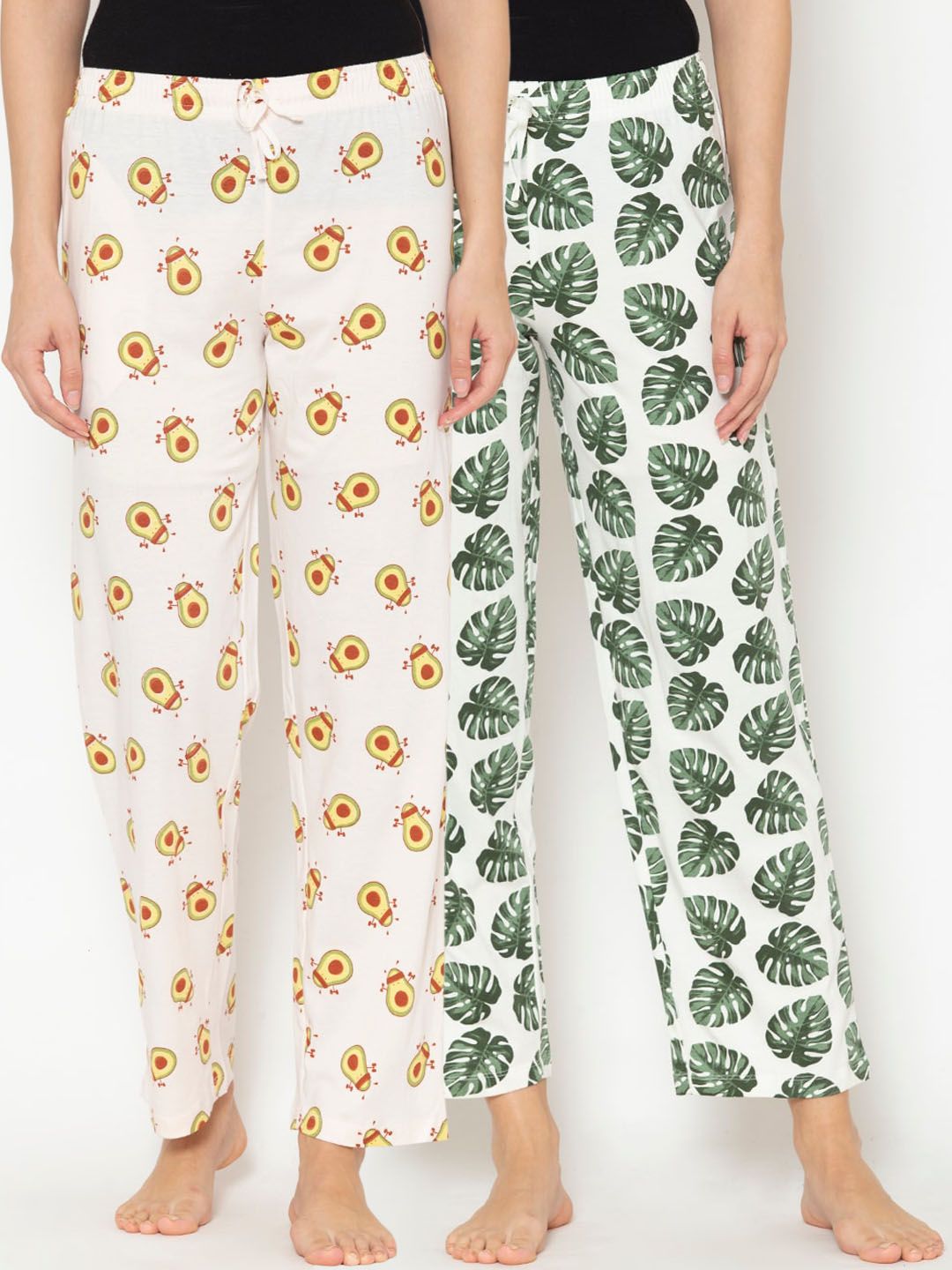 Lounge Dreams Women Pack Of 2 Printed Pure Cotton Lounge Pants Price in India