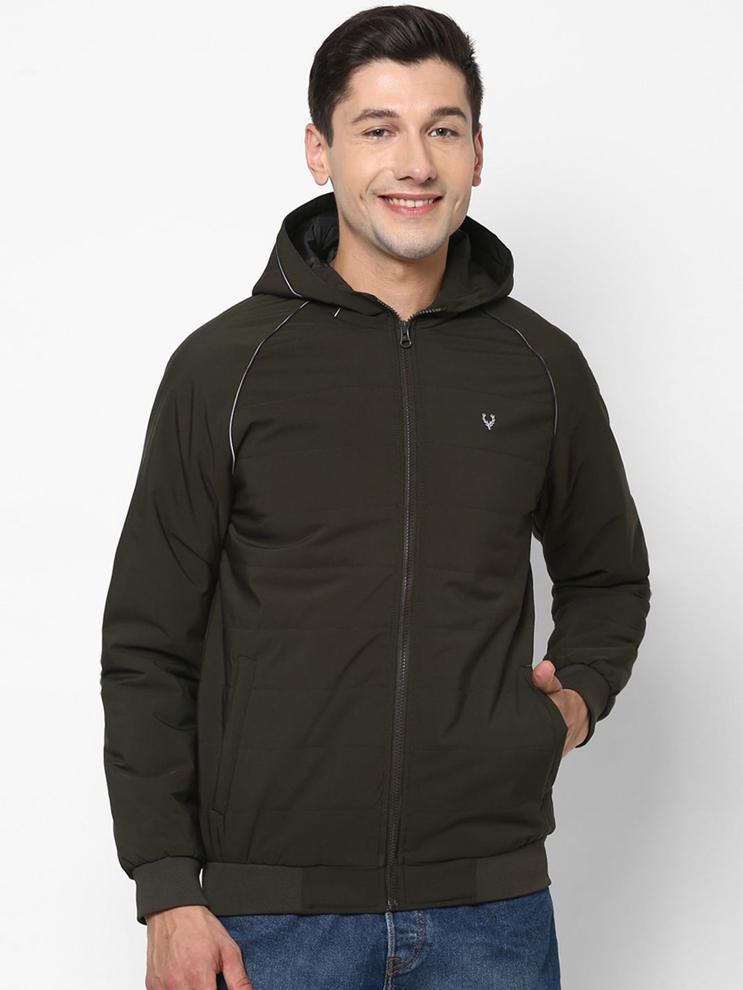 Allen Solly Men Olive Green Bomber Jacket