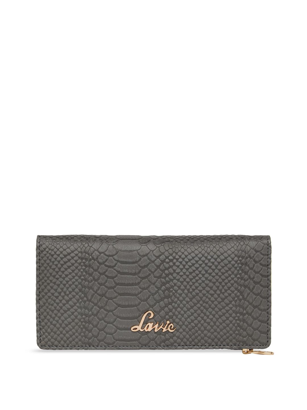 Lavie Women Grey Textured Two Fold Wallet Price in India