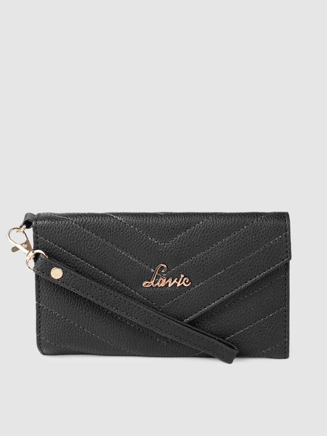 Lavie Women Black Quilted Envelope Wallet Price in India