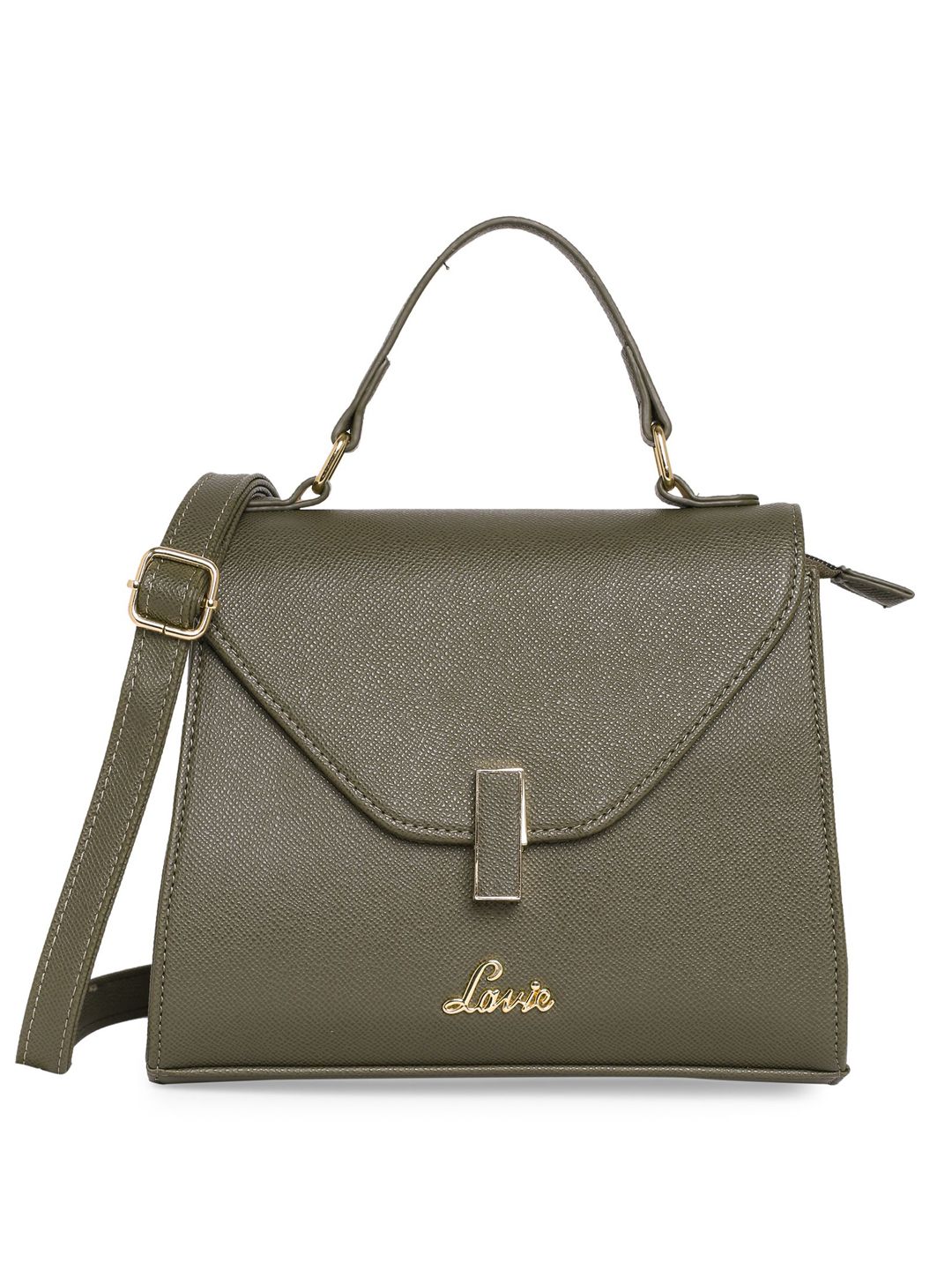 Lavie Women Olive Green Solid Satchel Price in India