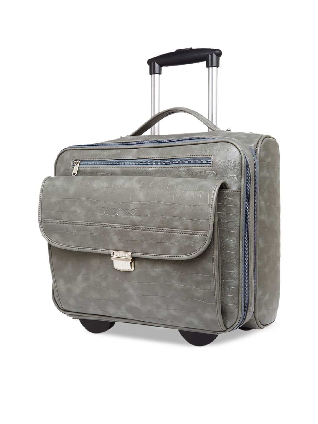MBOSS Grey Textured Cabin Trolley Bag with Laptop Compartment Price in India
