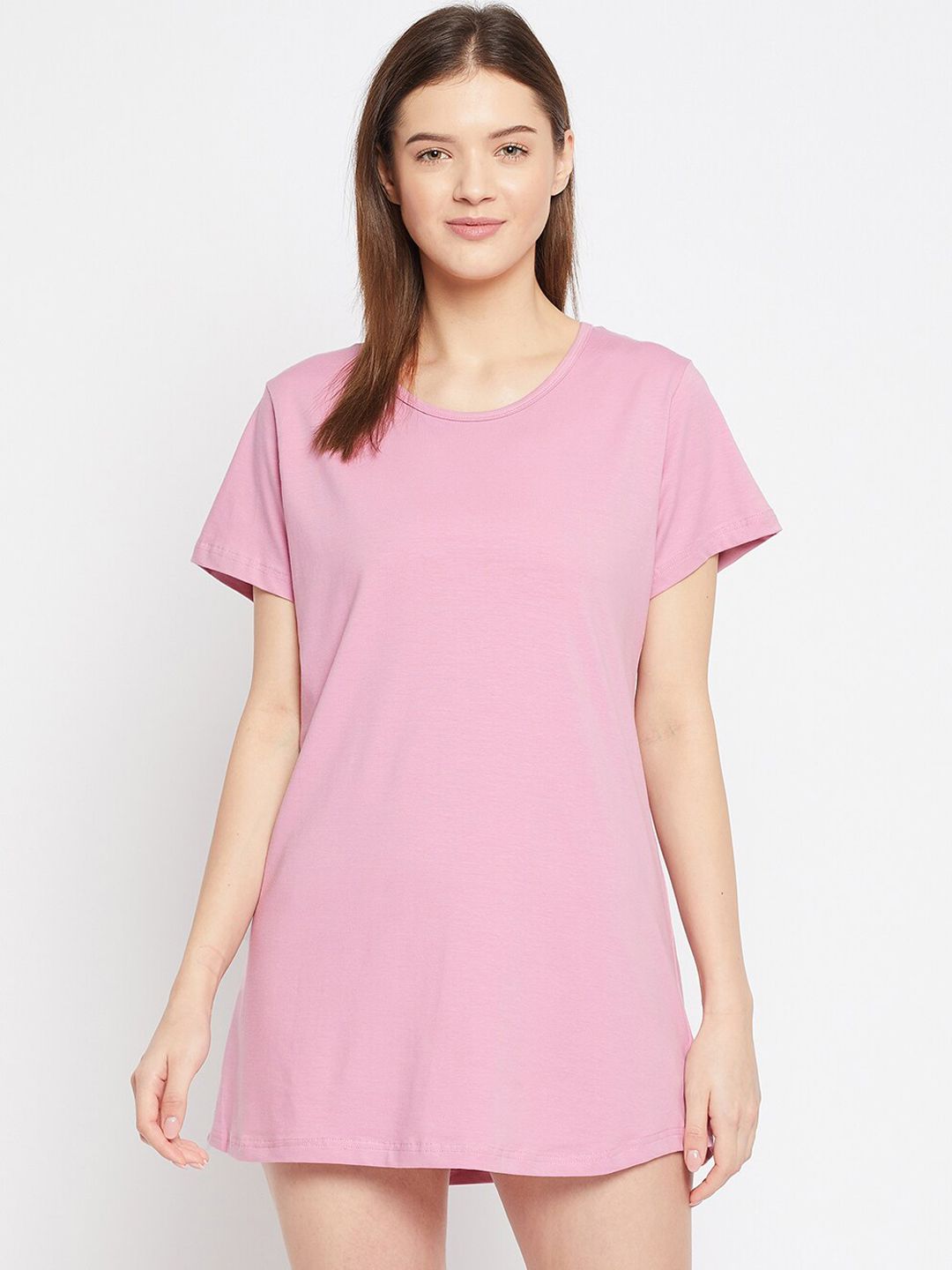 FRENCH FLEXIOUS Women Pink Solid Lounge T-Shirts Price in India