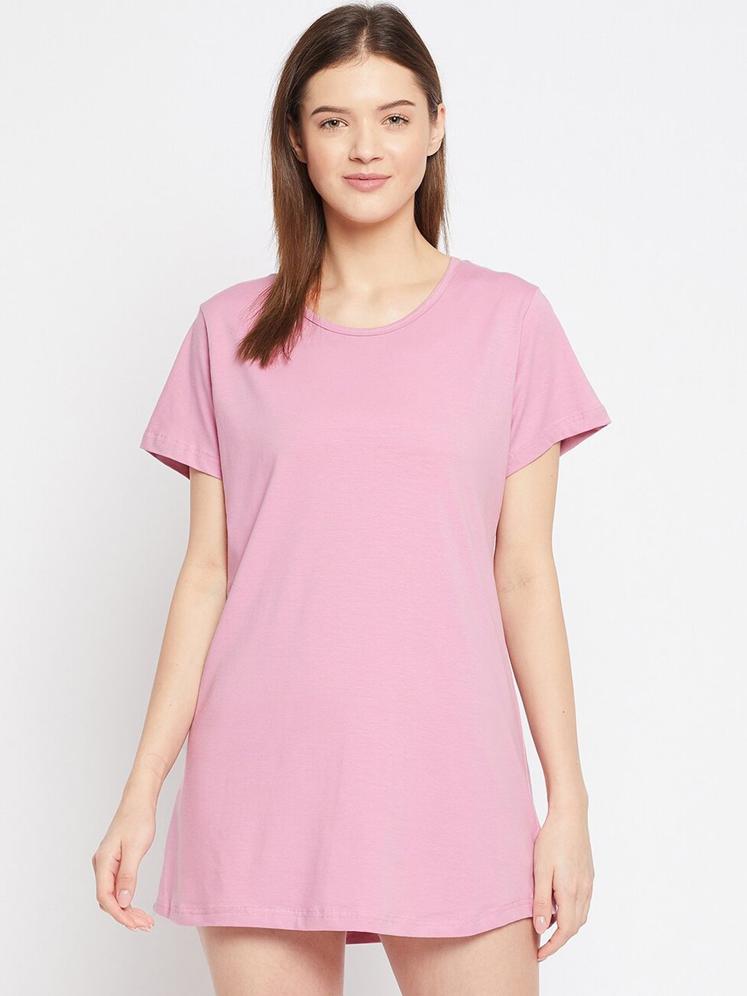 FRENCH FLEXIOUS Women Pink Solid Lounge T-Shirt Price in India