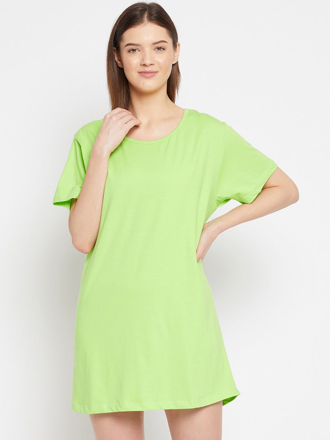 FRENCH FLEXIOUS Women Green Solid Lounge T-Shirt Price in India