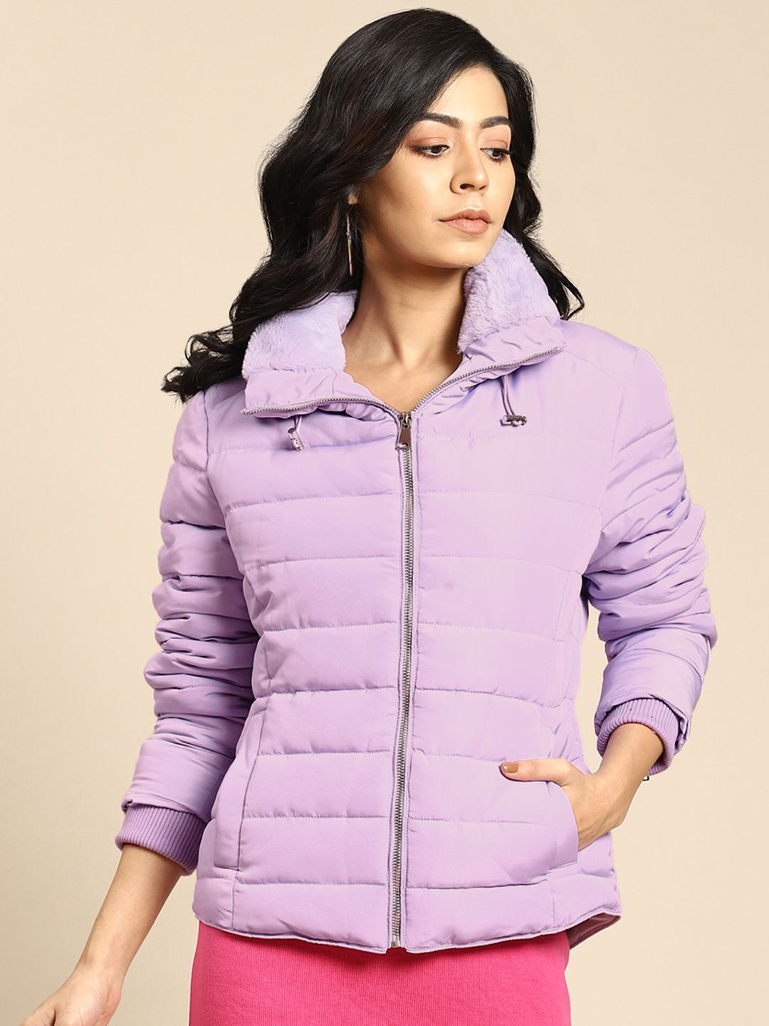 COVER STORY Women Lavender Padded Jacket Price in India