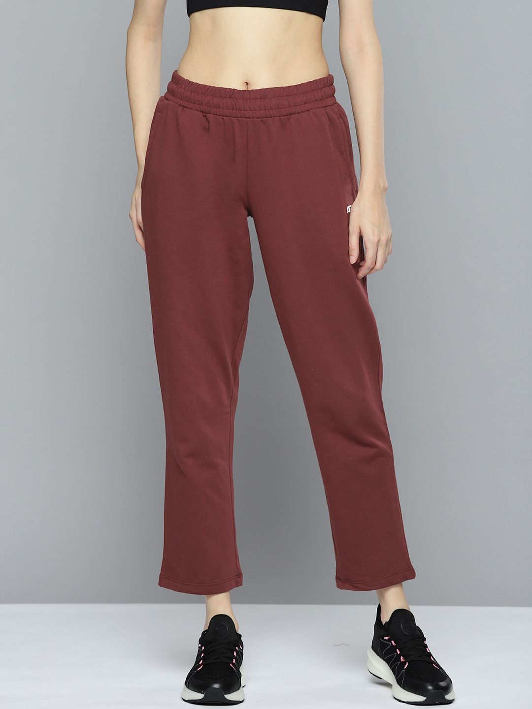 Alcis Women Maroon Solid Track Pant Price in India