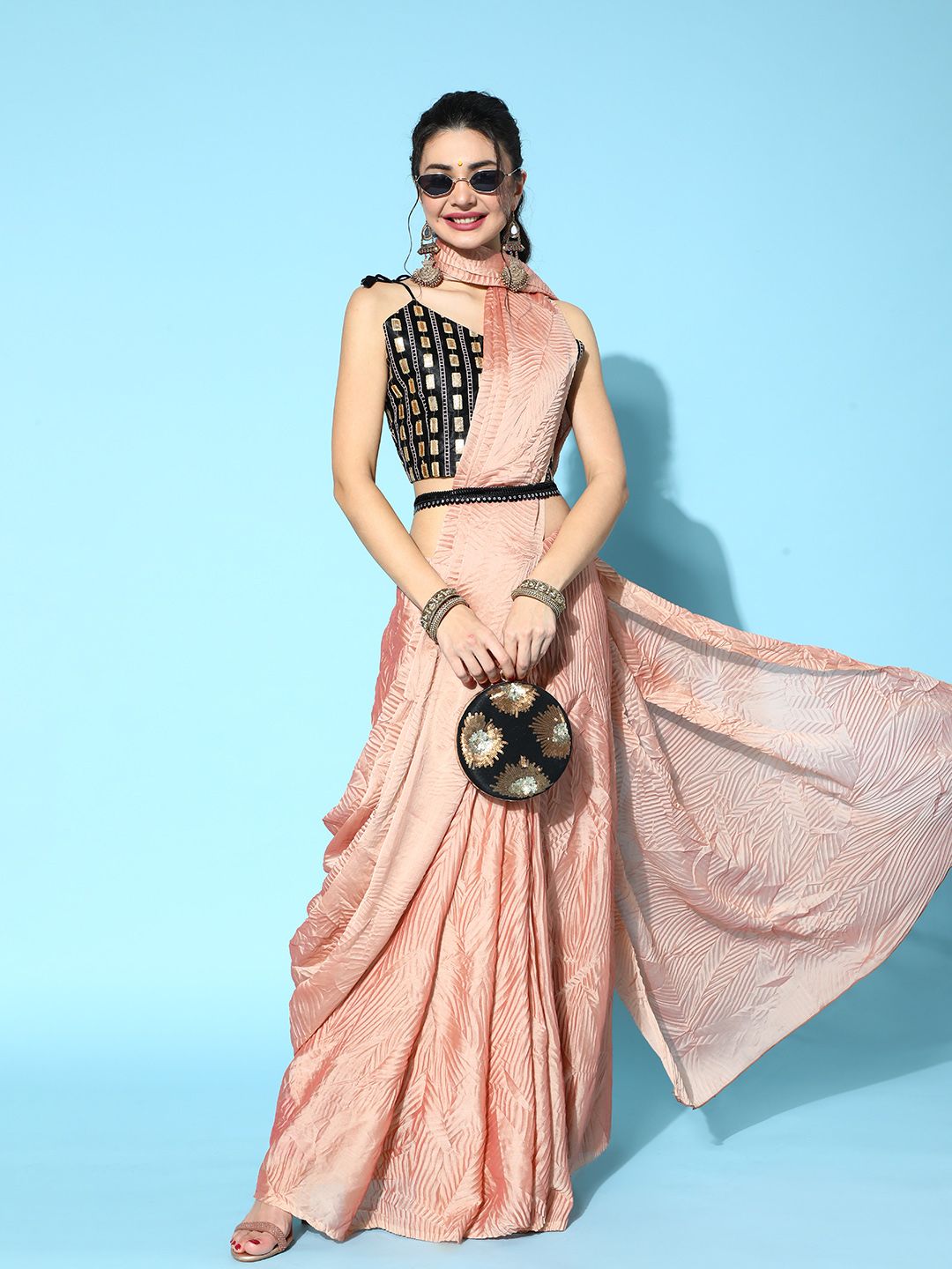 Saree mall Peach Saree