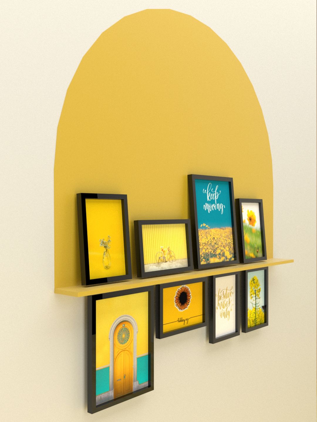 Art Street Set Of 8 Yellow & Blue Sunshine Senorita Framed Wall Art Price in India