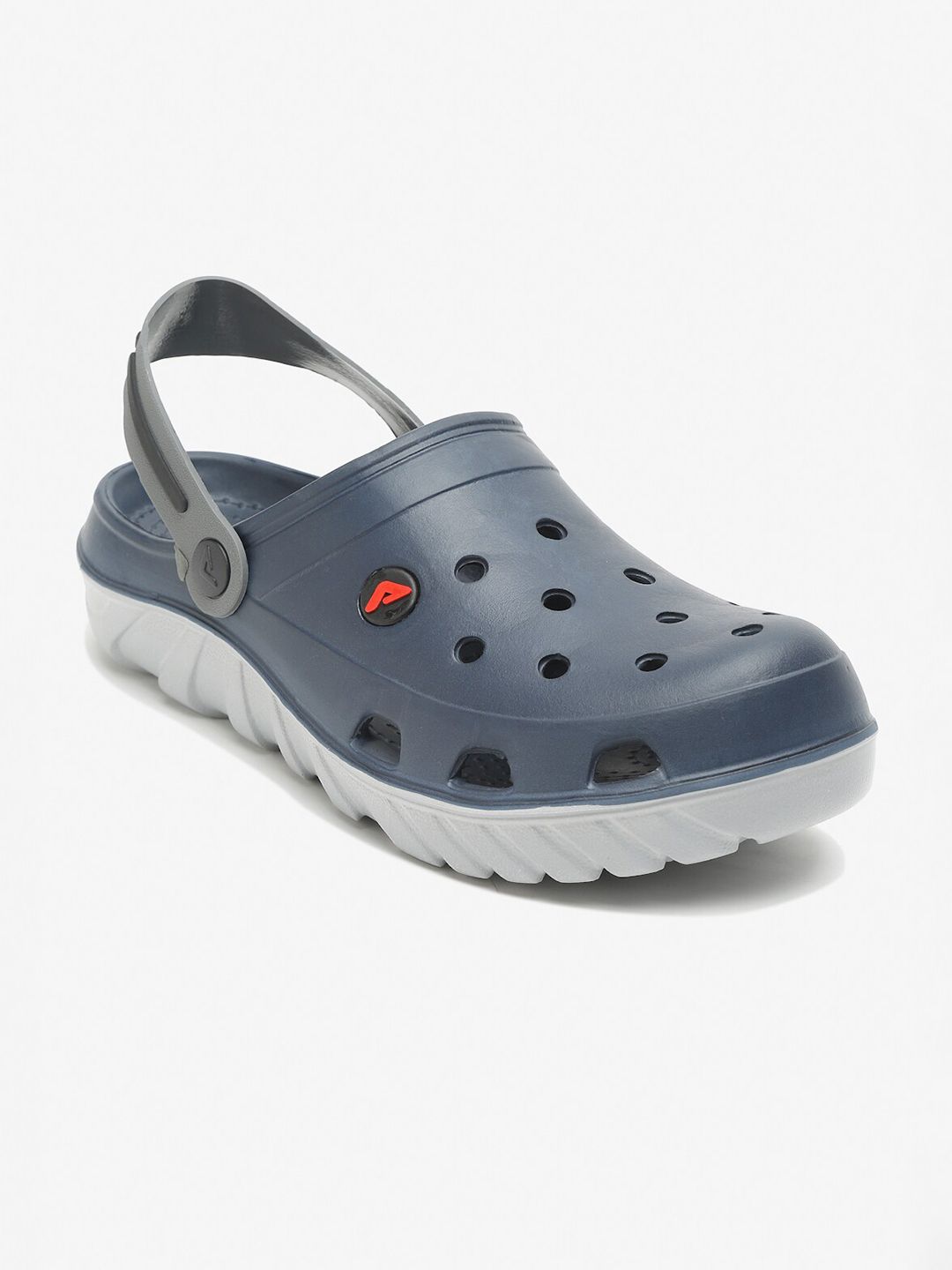 Adda Men Navy Blue & Orange Clogs Sandals