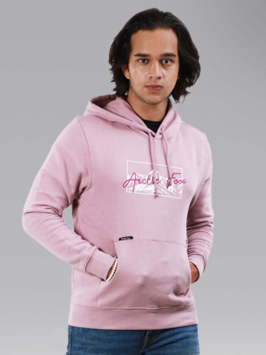 Arctic Fox Unisex Pink Printed Hooded Sweatshirt Price in India