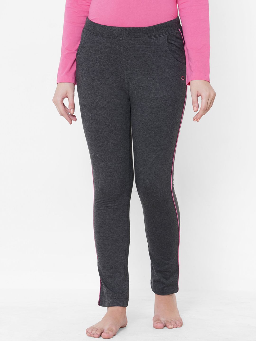 Sweet Dreams Women Charcoal Grey Solid Cotton Lounge Pants Price in India