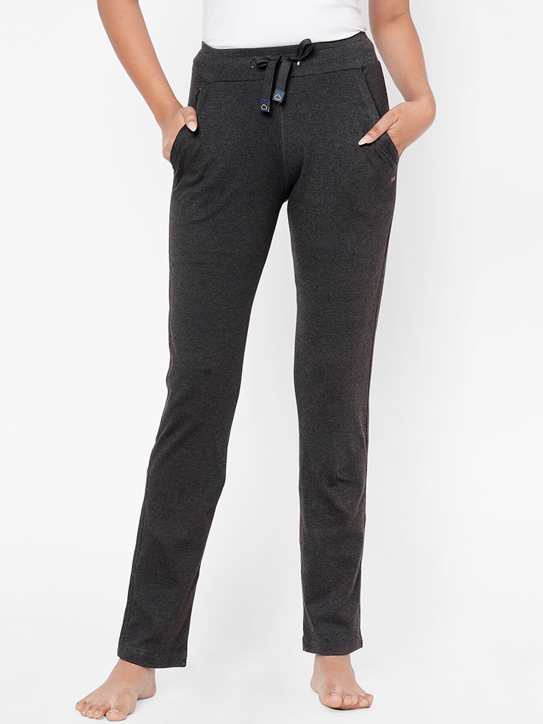 Sweet Dreams Women Charcoal Grey Solid Cotton Lounge Pants Price in India