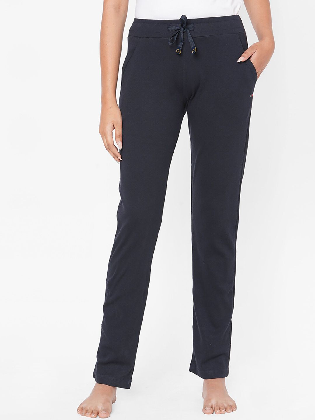 Sweet Dreams Women Navy Blue Solid Cotton Lounge Pants Price in India