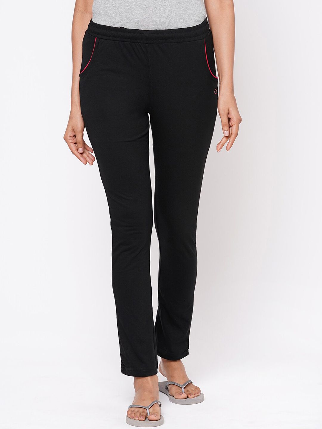 Sweet Dreams Women Black Solid Cotton Lounge Pants Price in India