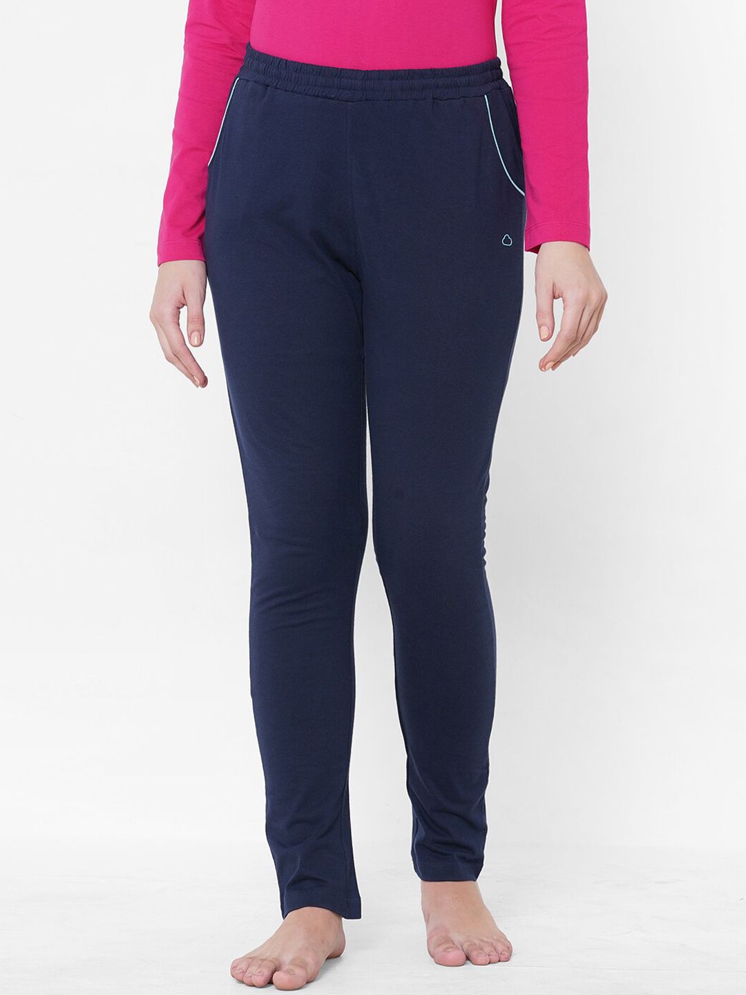 Sweet Dreams Women Navy Blue Solid Cotton Lounge Pants Price in India