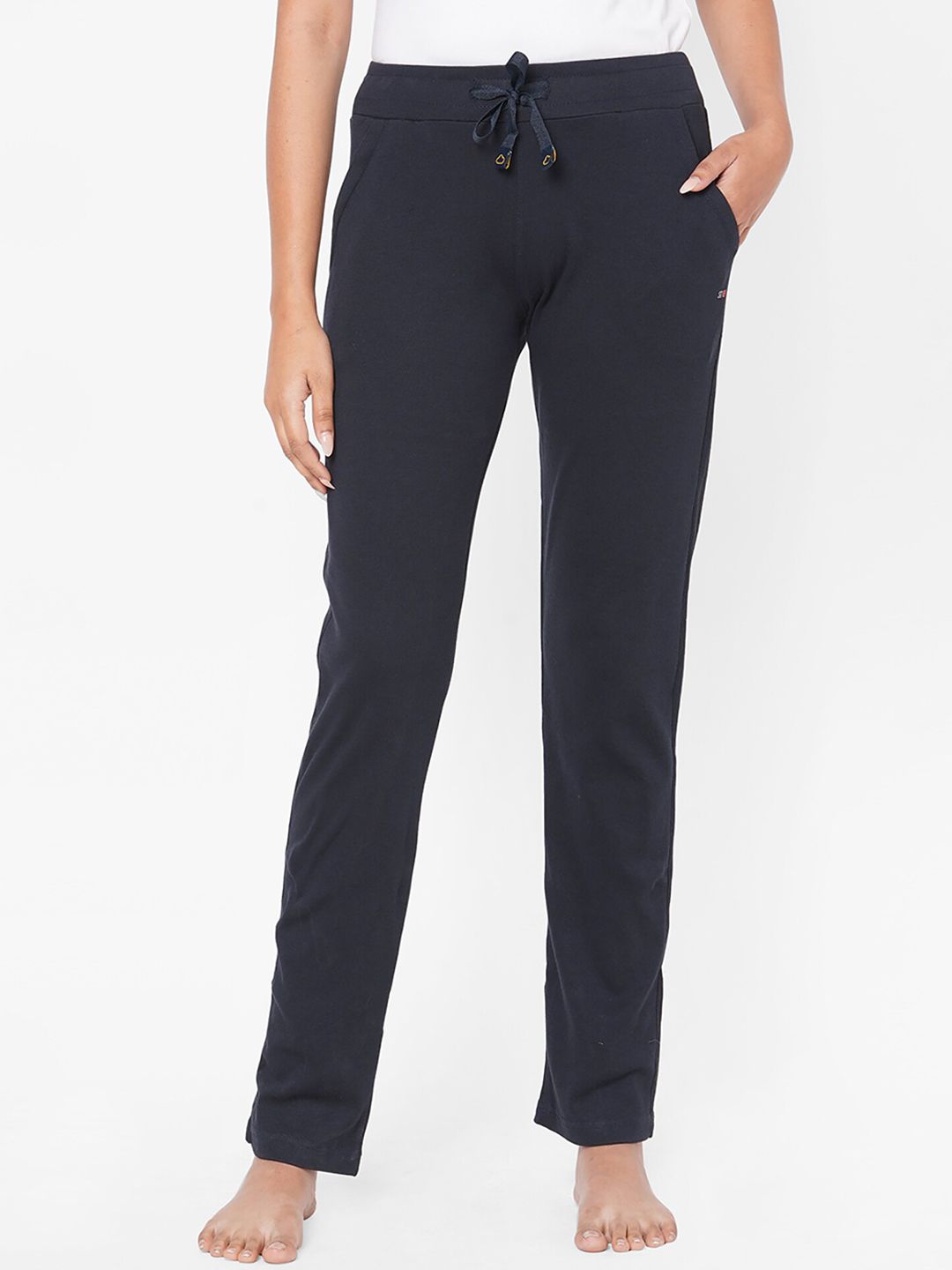 Sweet Dreams Women Navy Blue Solid Cotton Lounge Pants Price in India