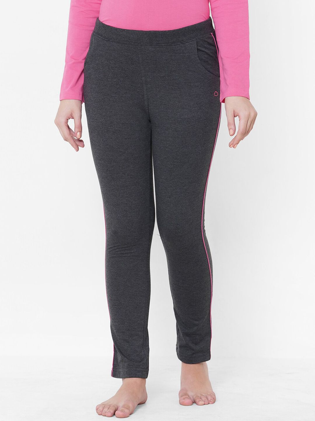 Sweet Dreams Women Charcoal Grey Solid Cotton Lounge Pants Price in India