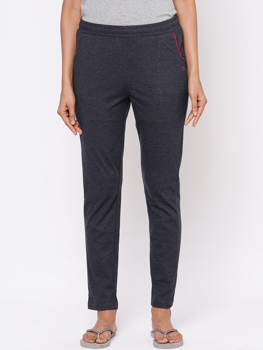 Sweet Dreams Women Charcoal Grey Solid Cotton Lounge Pants Price in India