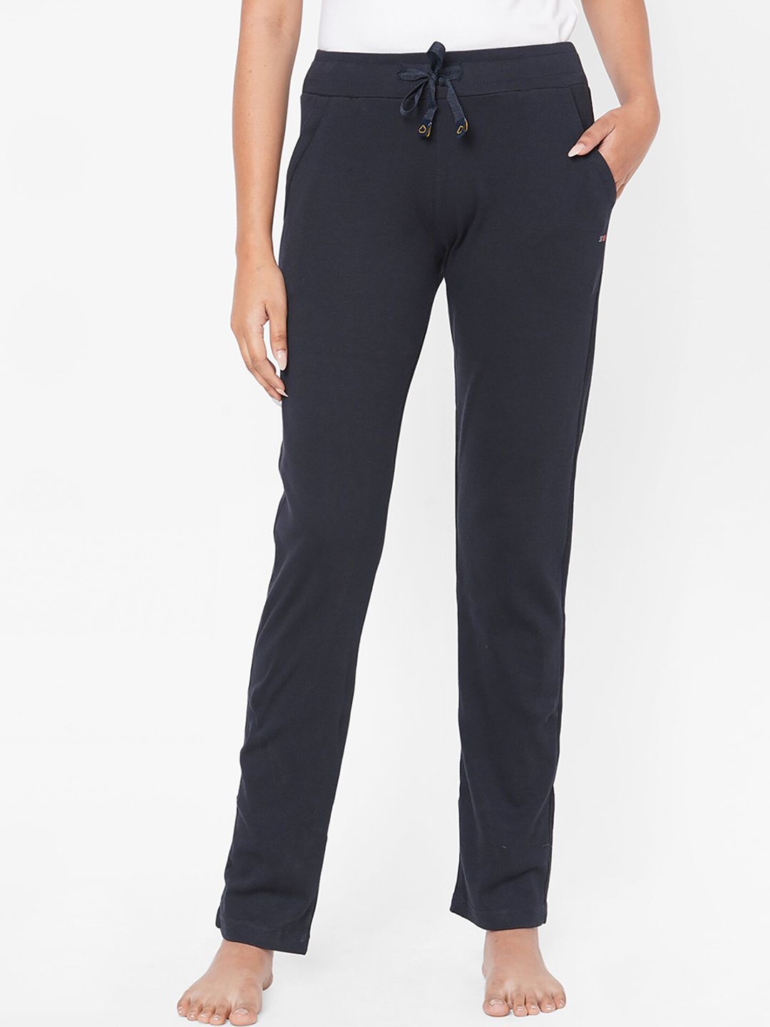 Sweet Dreams Women Navy Blue Solid Cotton Lounge Pants Price in India