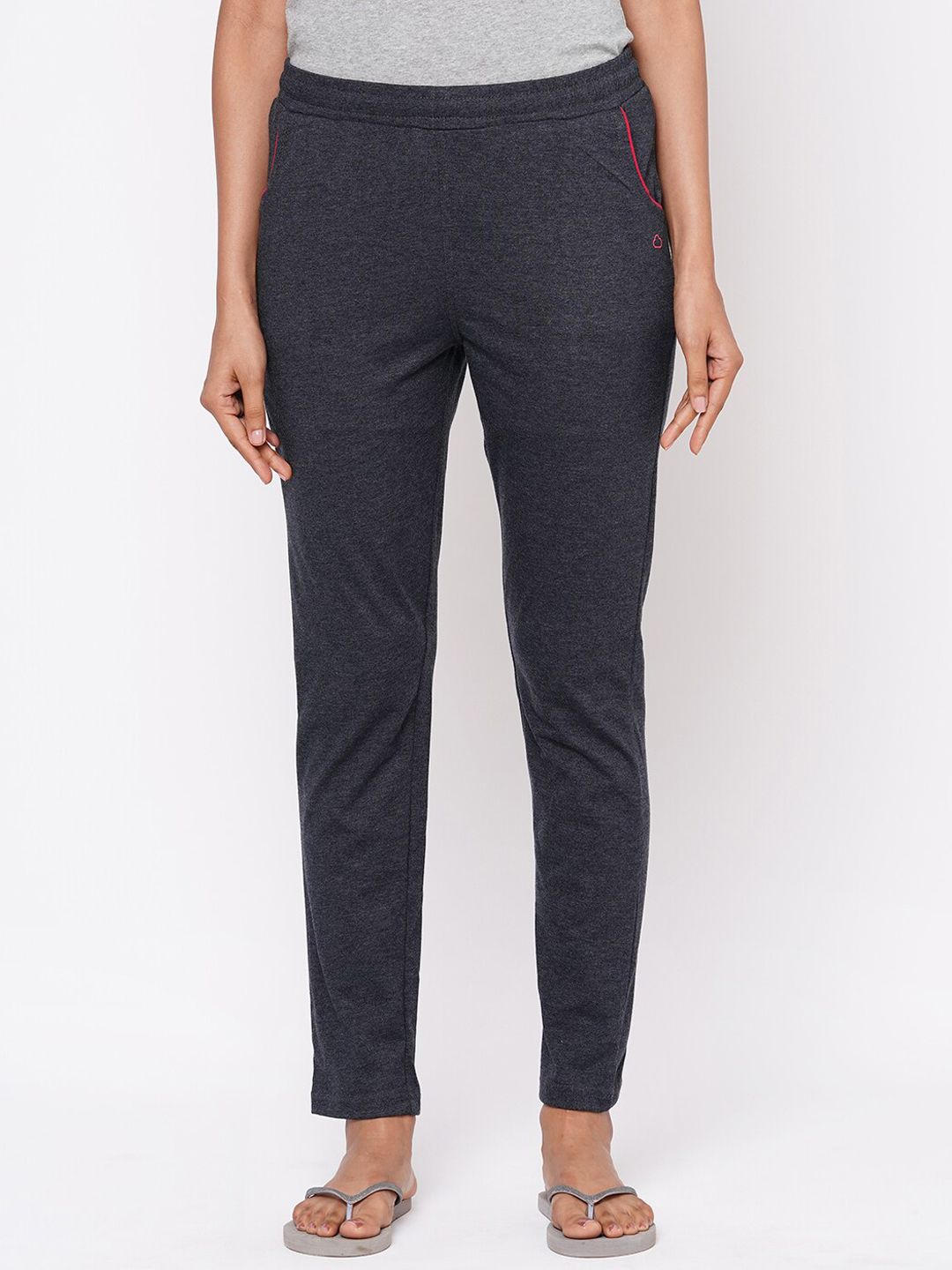 Sweet Dreams Women Charcoal Grey Solid Cotton Lounge Pants Price in India