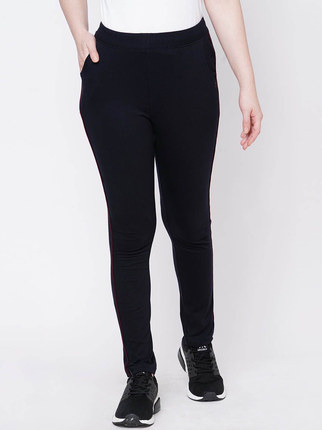 Sweet Dreams Women Navy Blue Solid Cotton Track Pants Price in India