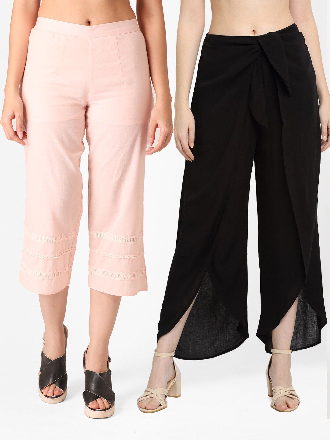 DIVA WALK EXCLUSIVE Women Pack of 2 Relaxed Loose Fit Easy Wash Trousers Price in India