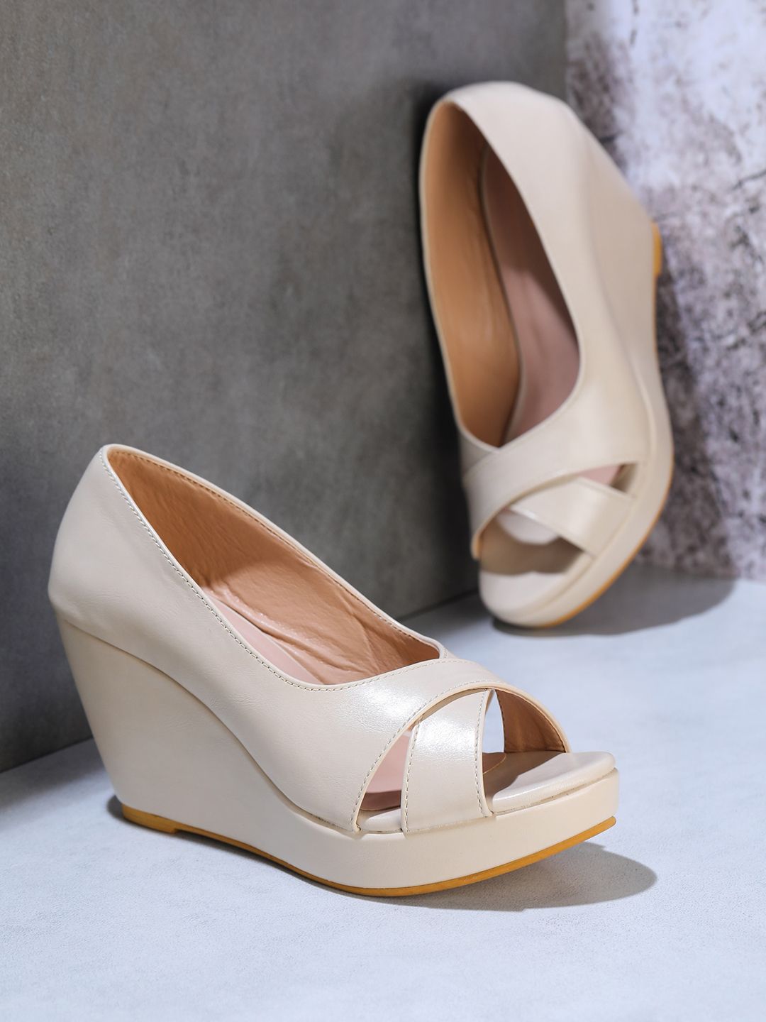 Shezone Cream-Coloured Wedge Heels Price in India