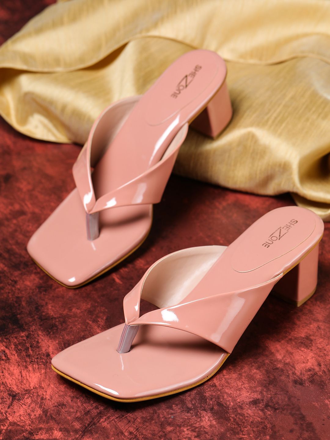 Shezone Peach-Coloured Block Heels Price in India