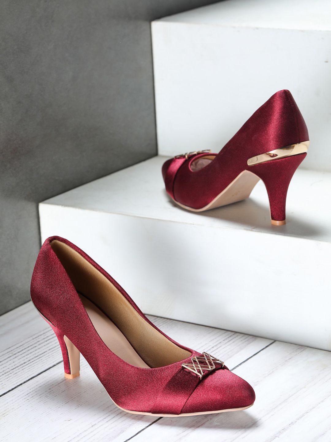 Shezone Maroon Party Pumps Price in India