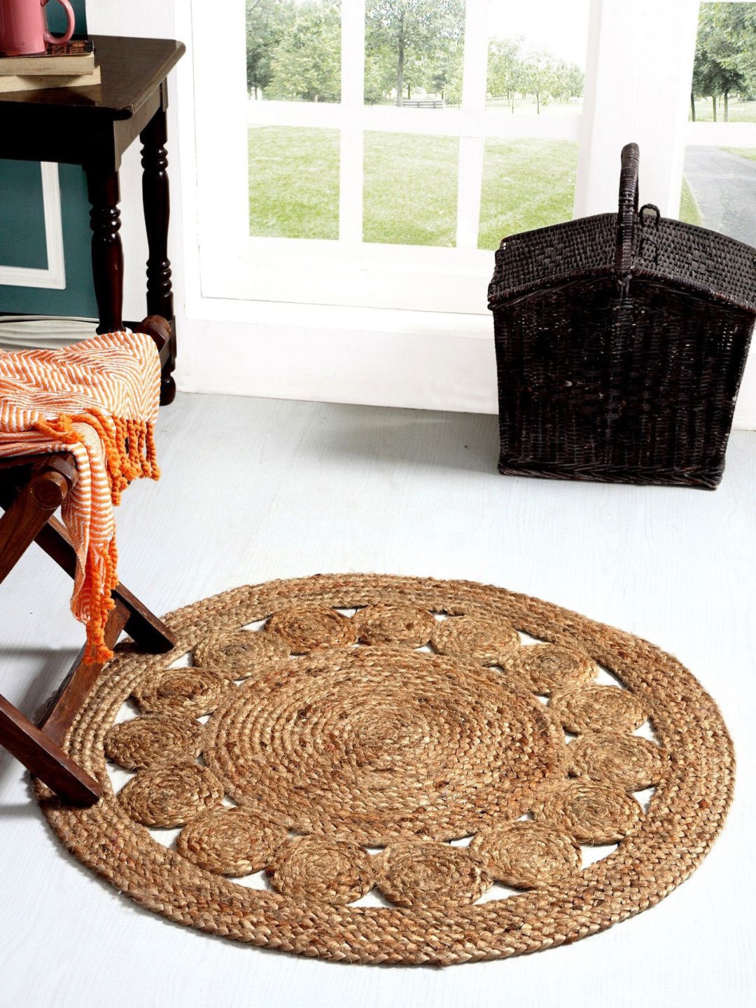 AEROHAVEN Beige Self Design Water-Resistant Floor Rug Price in India