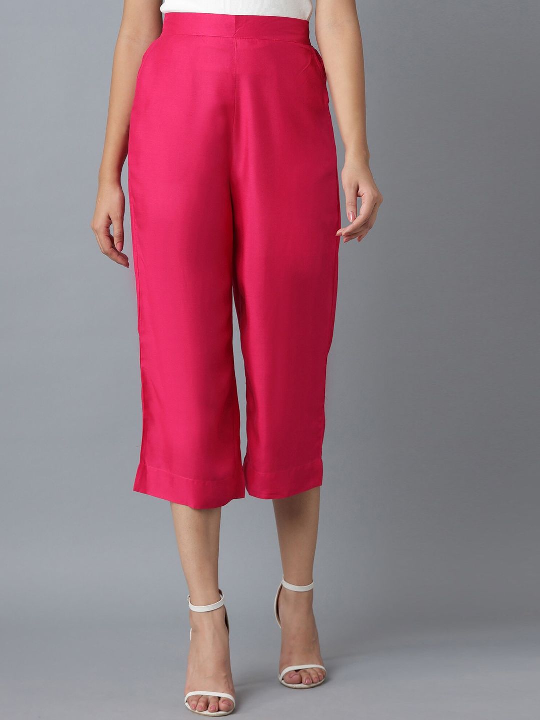 elleven Women Pink Solid Tapered Fit Culottes Price in India