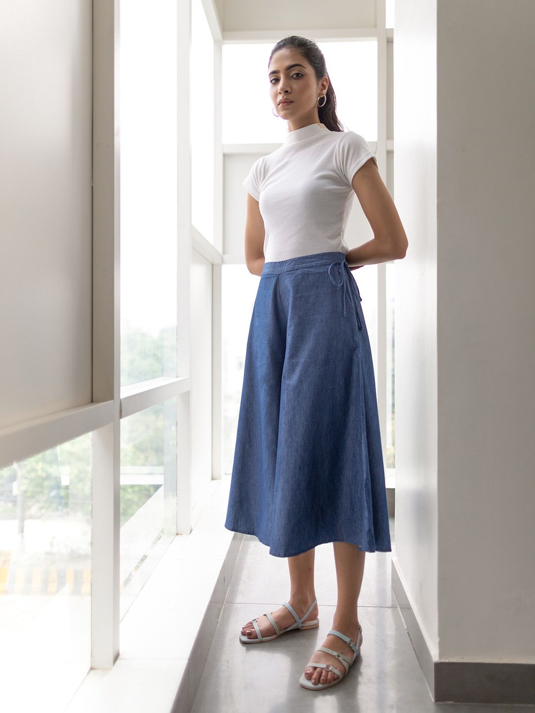 elleven Women Navy Blue Solid Loose Fit Culottes Price in India