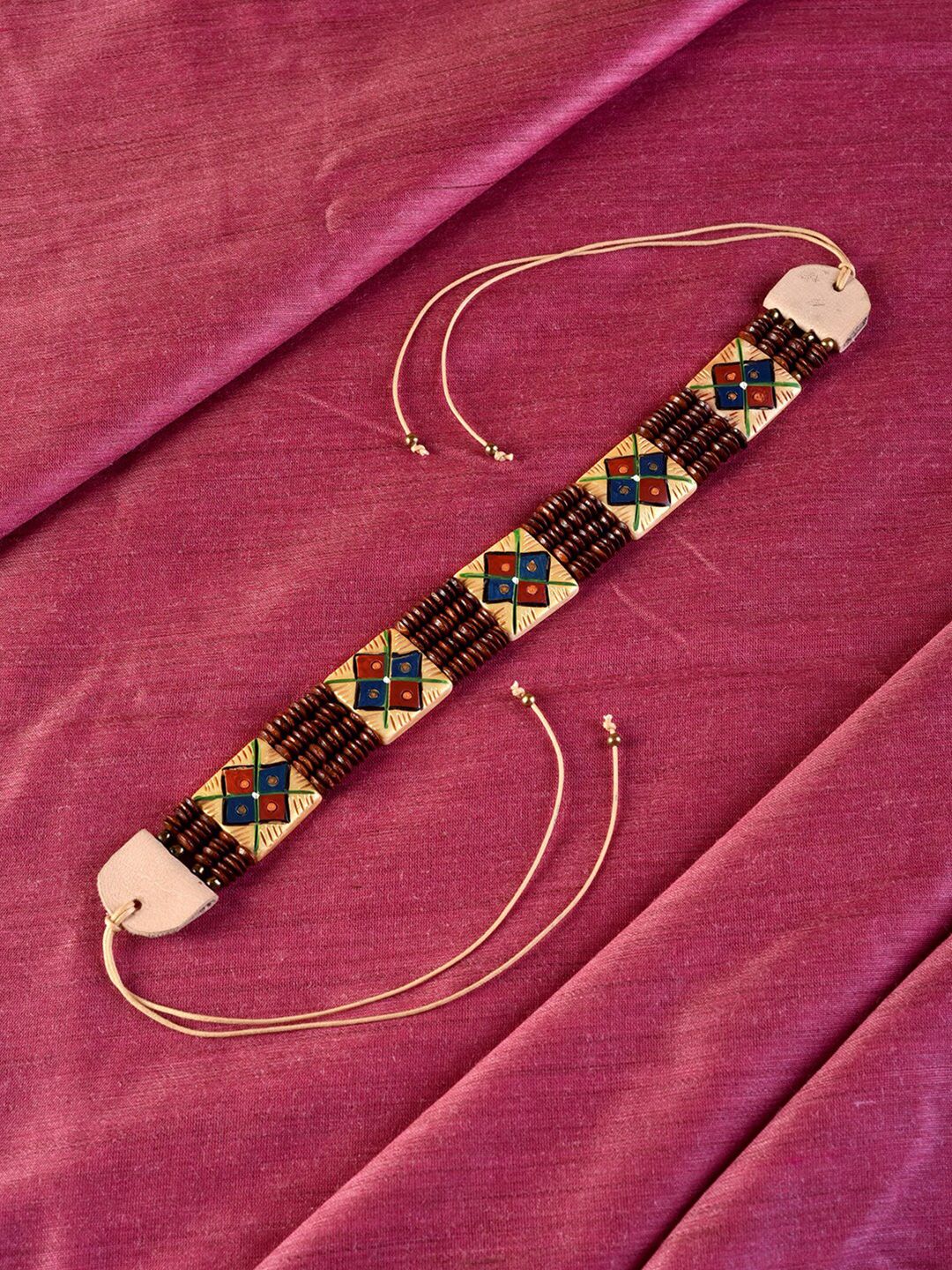 AAKRITI ART CREATIONS Cream-Coloured & Brown Brass Choker Necklace Price in India
