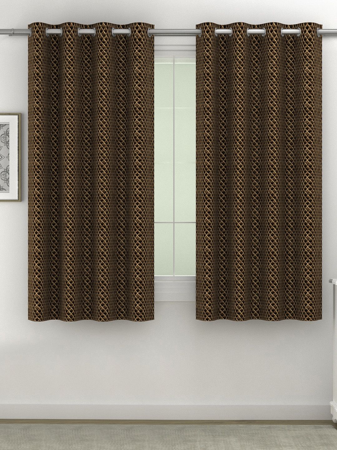 SWAYAM Brown Set of 2 Black Out Velvet Window Curtain Price in India