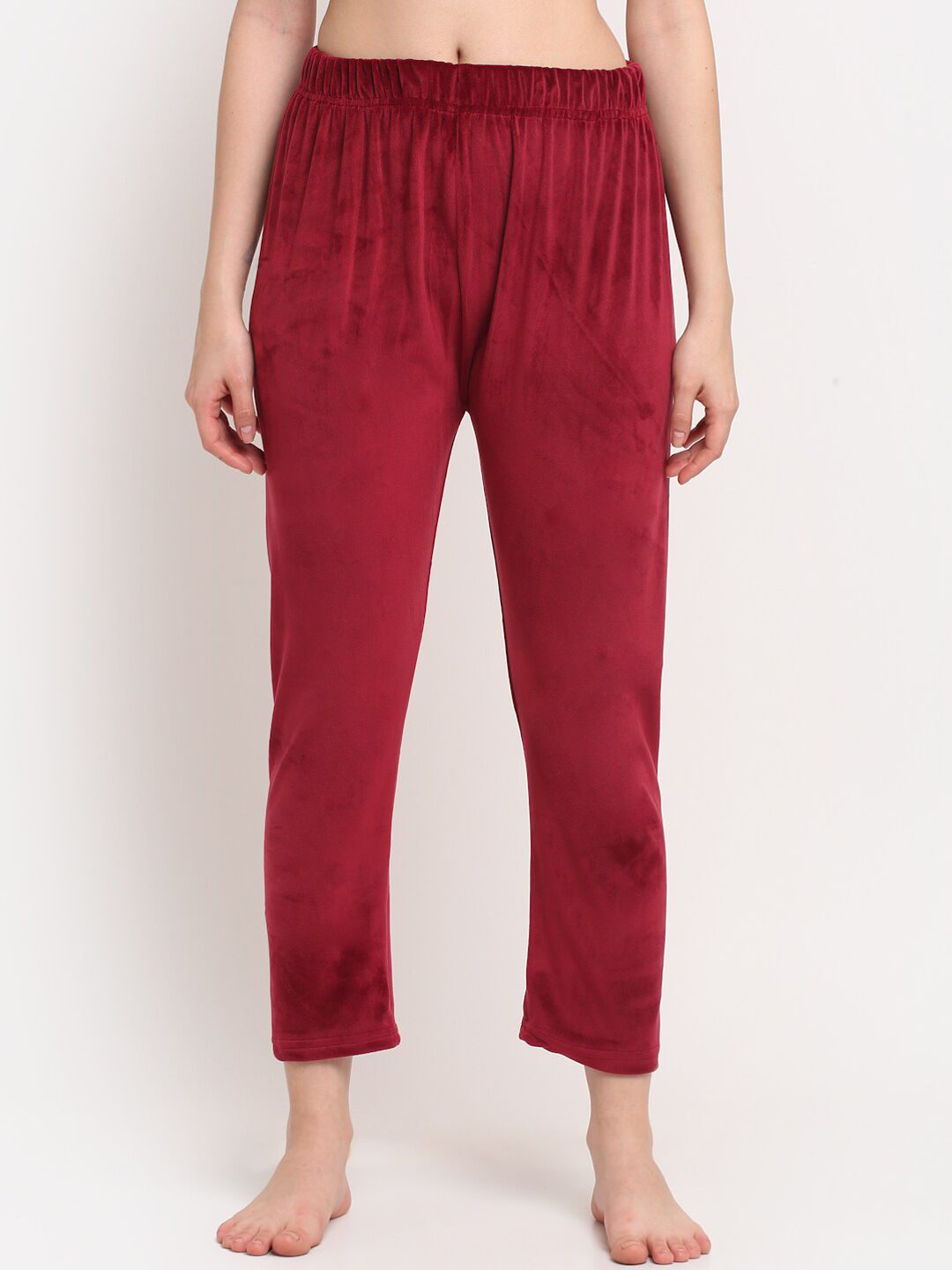 TAG 7 Women Maroon Solid Lounge Pants Price in India